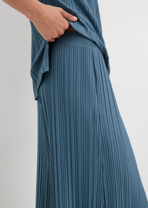 Blue Plisse Wide Leg Co Ord Trousers - 20/L33 Image 3