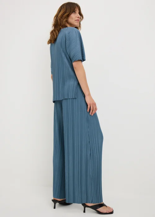 Blue Plisse Wide Leg Co Ord Trousers - 20/L33 Image 2