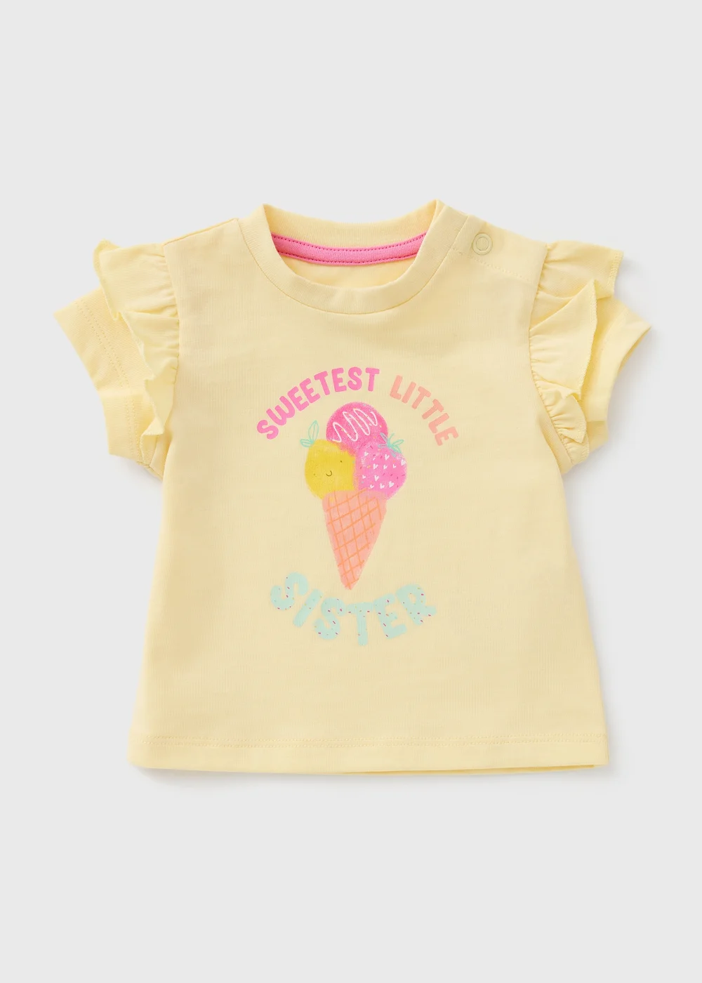 Girls Yellow Little Sister Ice Cream T-Shirt (0-23mths) - Up to 1 Month Image 1