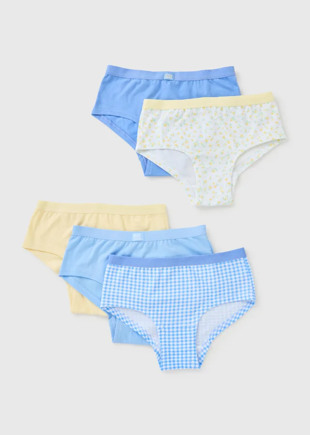 5 Pack Girls Blue Daisy Hipsters (6-14yrs)