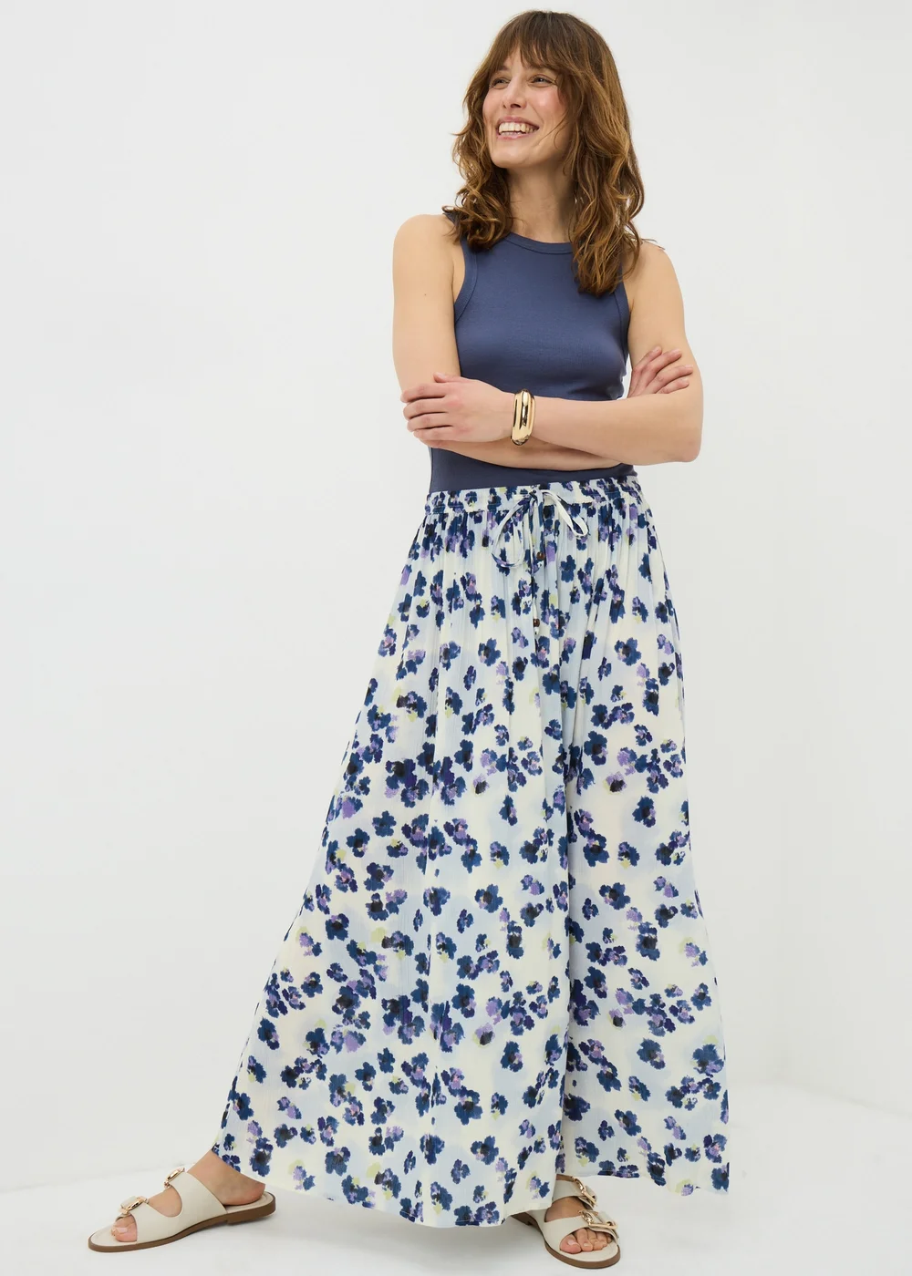 Purple Floral Cheesecloth Maxi Skirt - 28 Image 1