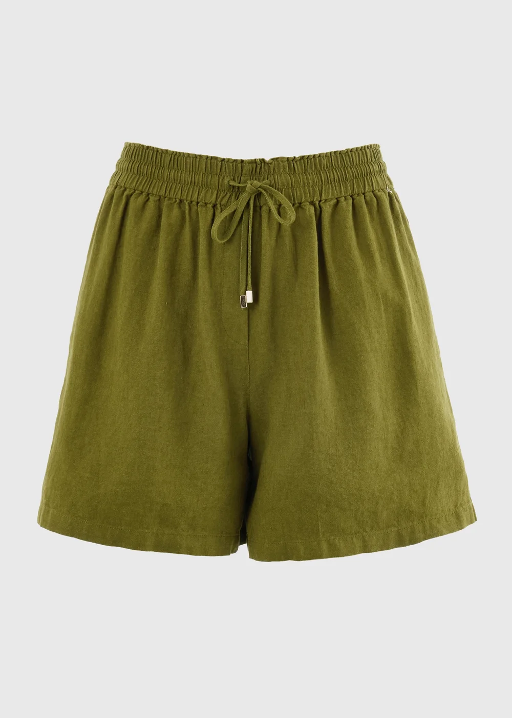 Olive Linen Blend Shorts - 12 Image 4