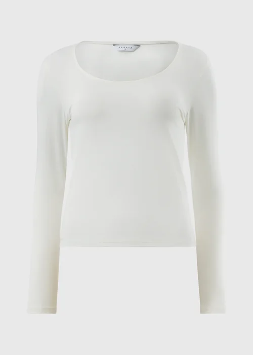 Cream Scoop Neck Long Sleeve Top - Size 8 Image 4