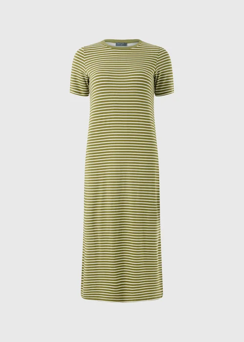 Khaki Stripe T-Shirt Midi Dress - 16 Image 4