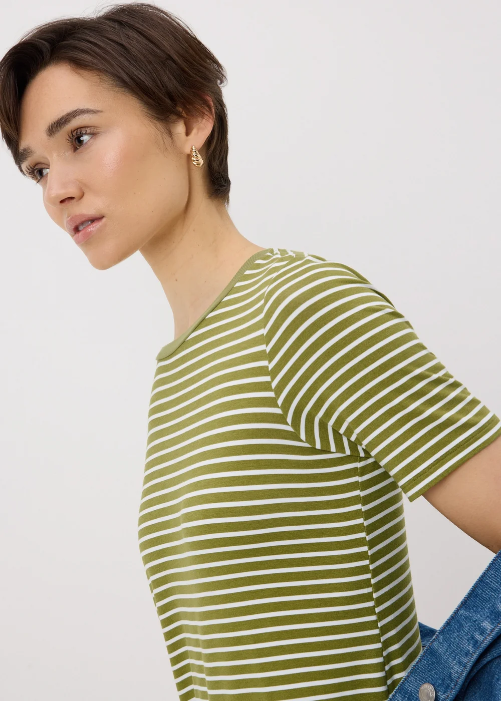 Khaki Stripe T-Shirt Midi Dress - 16 Image 3