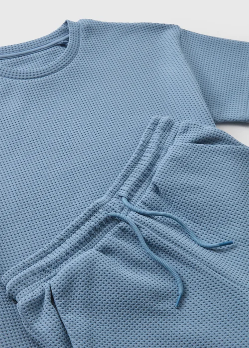 Boys Blue Waffle Top & Short Set (7-15yrs) - 7 Yrs Image 2