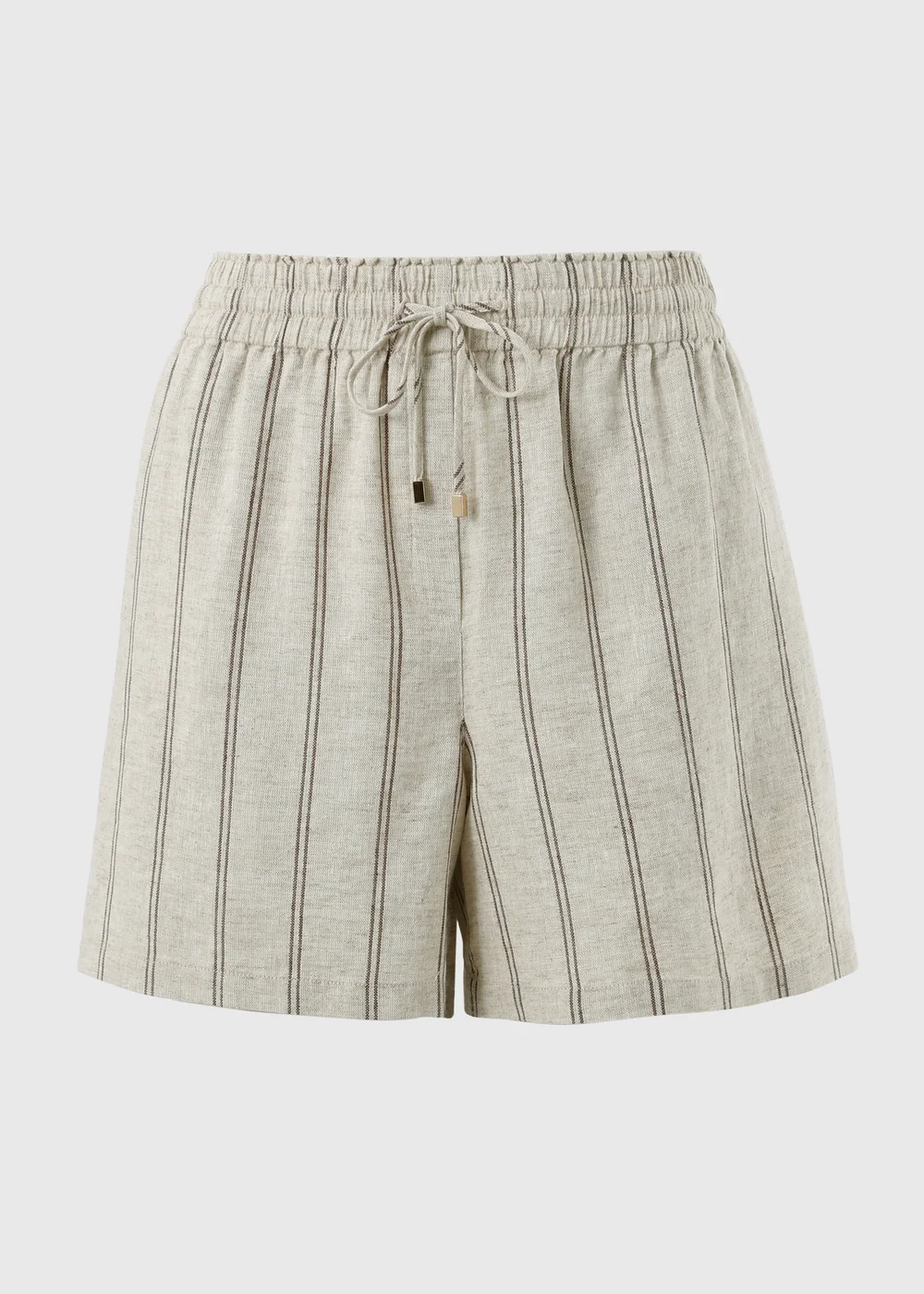 Oatmeal Stripe Linen Blend Co Ord Shorts - 10 Image 4