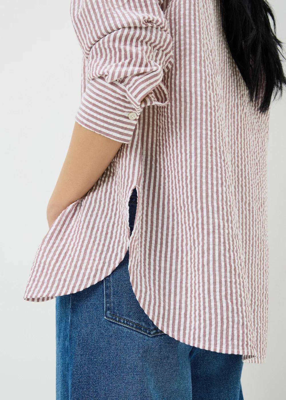 Raspberry Stripe Seersucker Shirt - Size 8 Image 3