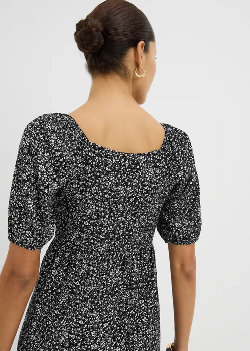 Black Abstract Shirred Mini Dress - 8 Image 2