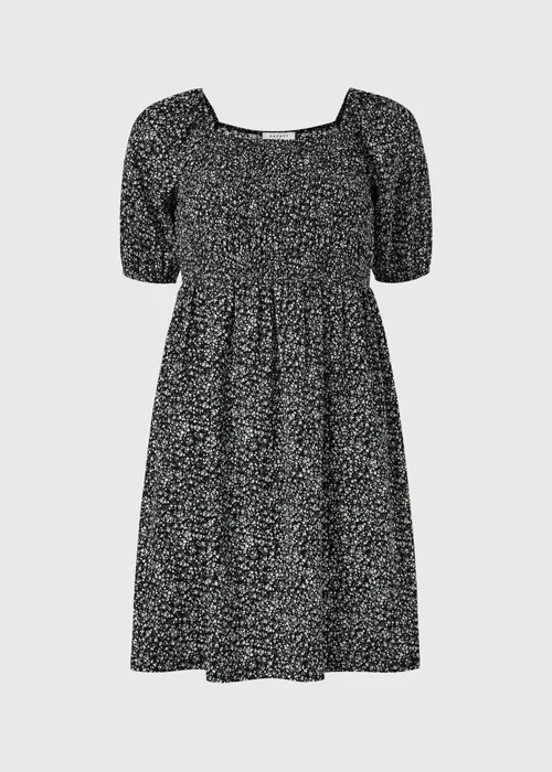 Black Abstract Shirred Mini Dress - 8 Image 4