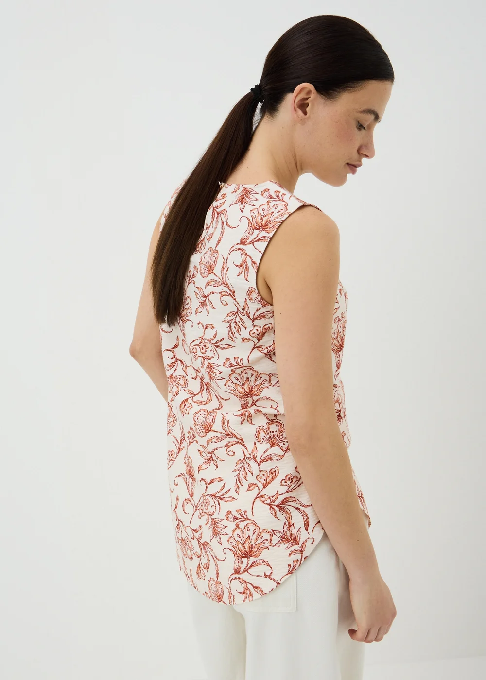 Orange Antique Floral Vest Top - 8 Image 3
