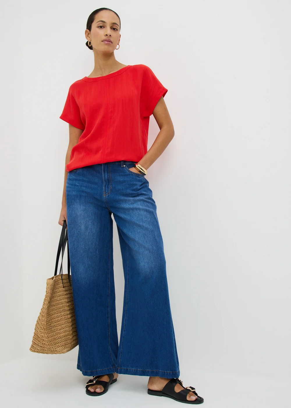 Red Textured Box Top Blouse - 8 Image 2