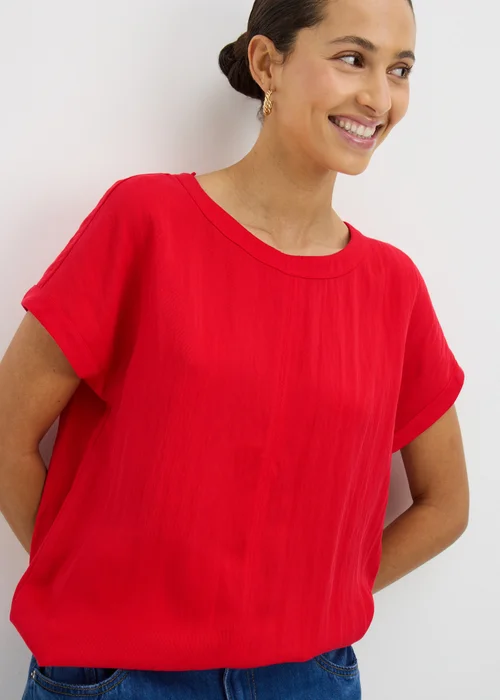 Red Textured Box Top Blouse - 8 Image 1