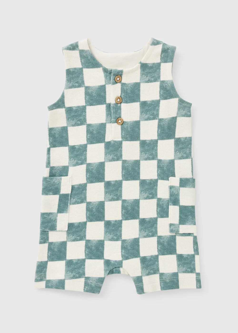 Baby Blue Checkerboard Dungaree (0-23mths) - Up to 1 Month Image 1