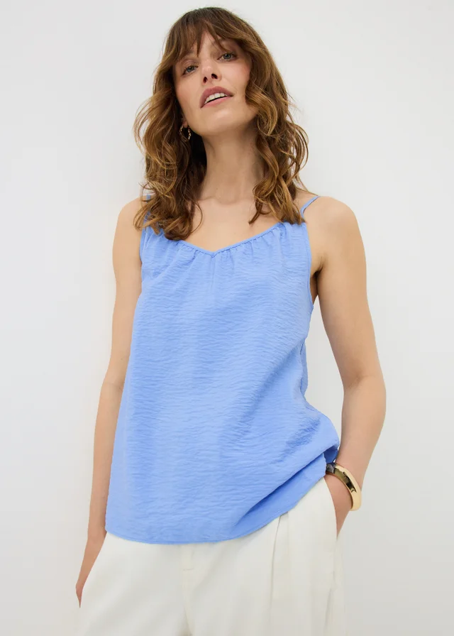 Blue Ruched Cami Top