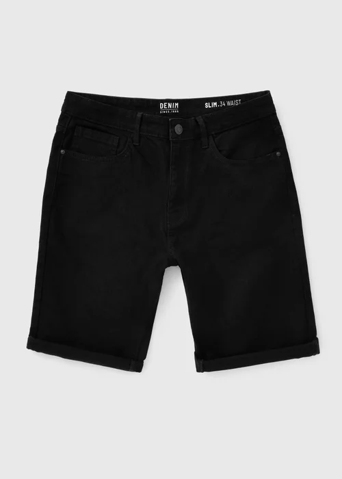 Black Stretch Denim Shorts - 40 Image 2