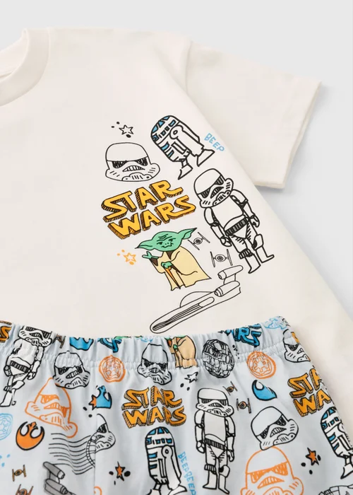 Star Wars Boys Cream Print Short Pyjama Set (5-13yrs) - 5 Yrs Image 2