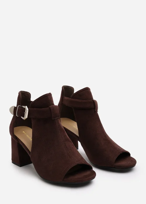Where's That From Lisa Dark Brown Suede Block Heel Sandals - Size 4 Image 4