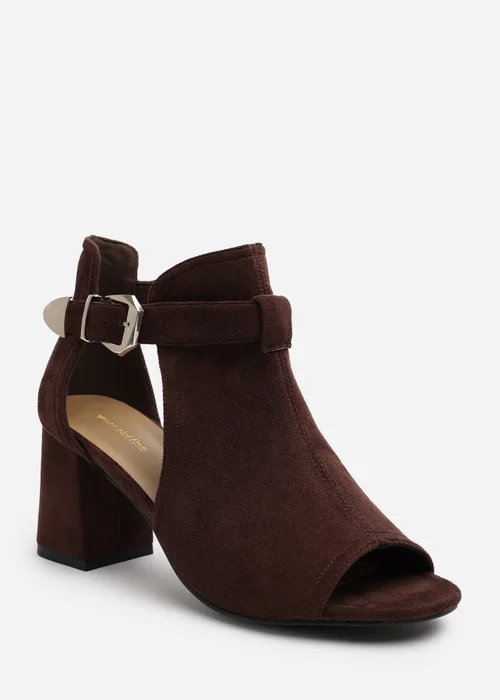 Where's That From Lisa Dark Brown Suede Block Heel Sandals - Size 4 Image 3