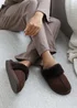 Wheres That From Lounge Brown Suede Fur Trim Slippers - Size 4 Image 2