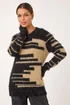 Roman Camel Fluffy Cut Stripe Knit Jumper - Size 18 Image 2