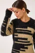 Roman Camel Fluffy Cut Stripe Knit Jumper - Size 18 Image 1