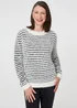 Izabel London White Textured Soft Knit Striped Jumper - M/L Image 1