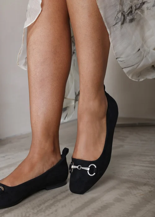 Where's That From Kira Black Faux Suede Flat Pumps - 5 Image 2