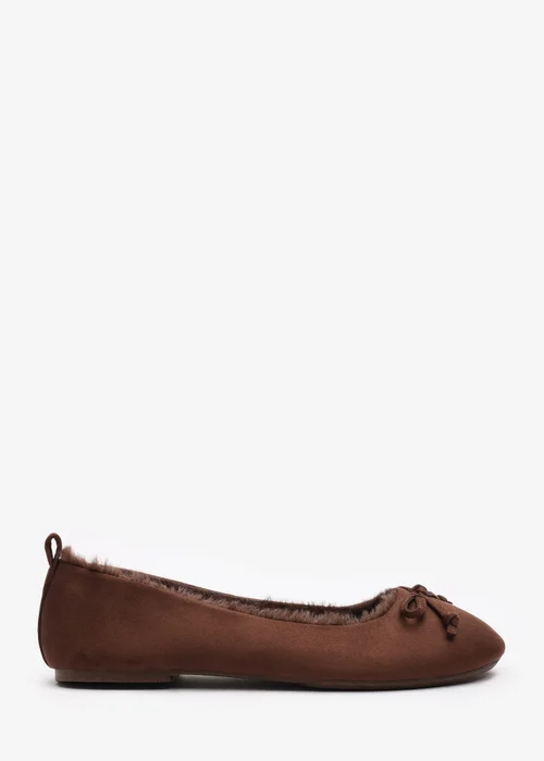 Wheres That From Cassia Brown Faux Suede Faux Fur Fluffy Slippers - 4 Image 1