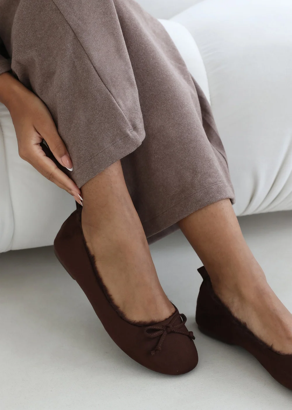 Wheres That From Cassia Brown Faux Suede Faux Fur Fluffy Slippers - 4 Image 6
