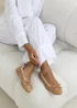Wheres That From Cassia Camel Suede Faux Fur Fluffy Slippers - Size 3 Image 5