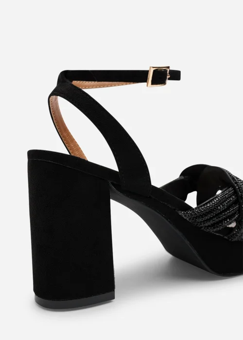 Wheres That From Karen Wide-Fit Black Suede Platform Block Heels - Size 4 Image 3