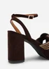 Wheres That From Karen Wide-Fit Brown Suede Platform Block Heels - Size 4 Image 5