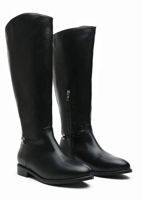 Where's That From Monroe Black PU Knee High Boots - Size 4 Image 3