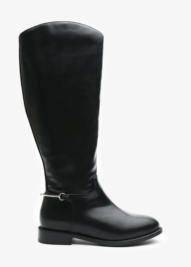 Where's That From Monroe Black PU Knee High Boots