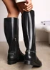 Where's That From Monroe Black PU Knee High Boots - Size 4 Image 5