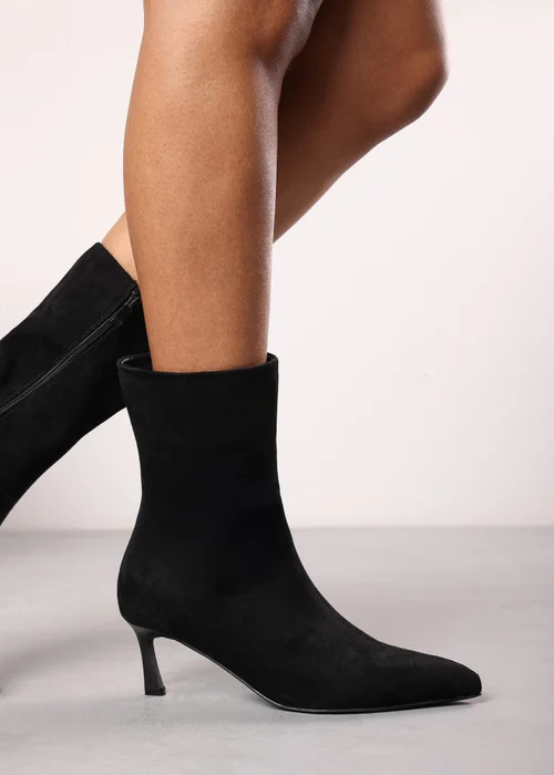 Where's That From Nyla Black PU Ankle Heeled Boots - Size 8 Image 1