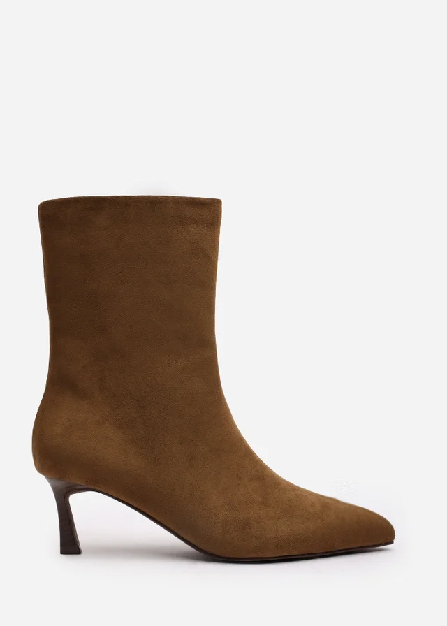 Where's That From Nyla Khaki PU Ankle Heeled Boots