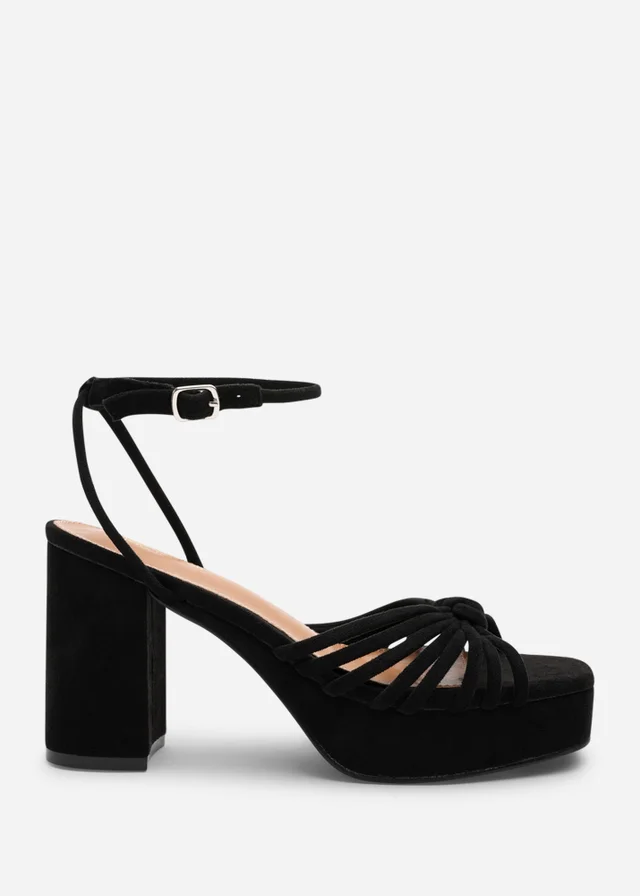 Wheres That From Bronte Black Faux Suede Platform Sandals