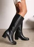 Where's That From Matilda Black PU Knee High Boots - Size 8 Image 1