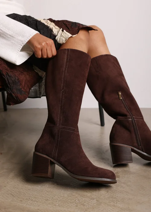 Where's That From Matilda Dark Brown PU Knee High Boots - Size 4 Image 1