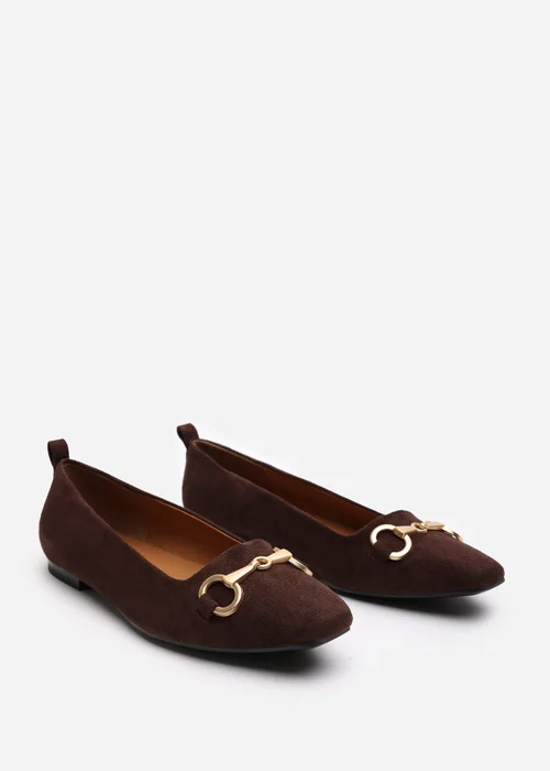 Where's That From Wide Fit Kira Brown Suede Flat Pumps - Size 6 Image 4