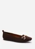 Where's That From Wide Fit Kira Brown Suede Flat Pumps - Size 6 Image 3