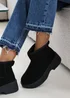 Where's That From Darcy Black PU Platform Ankle Boots - Size 7 Image 1