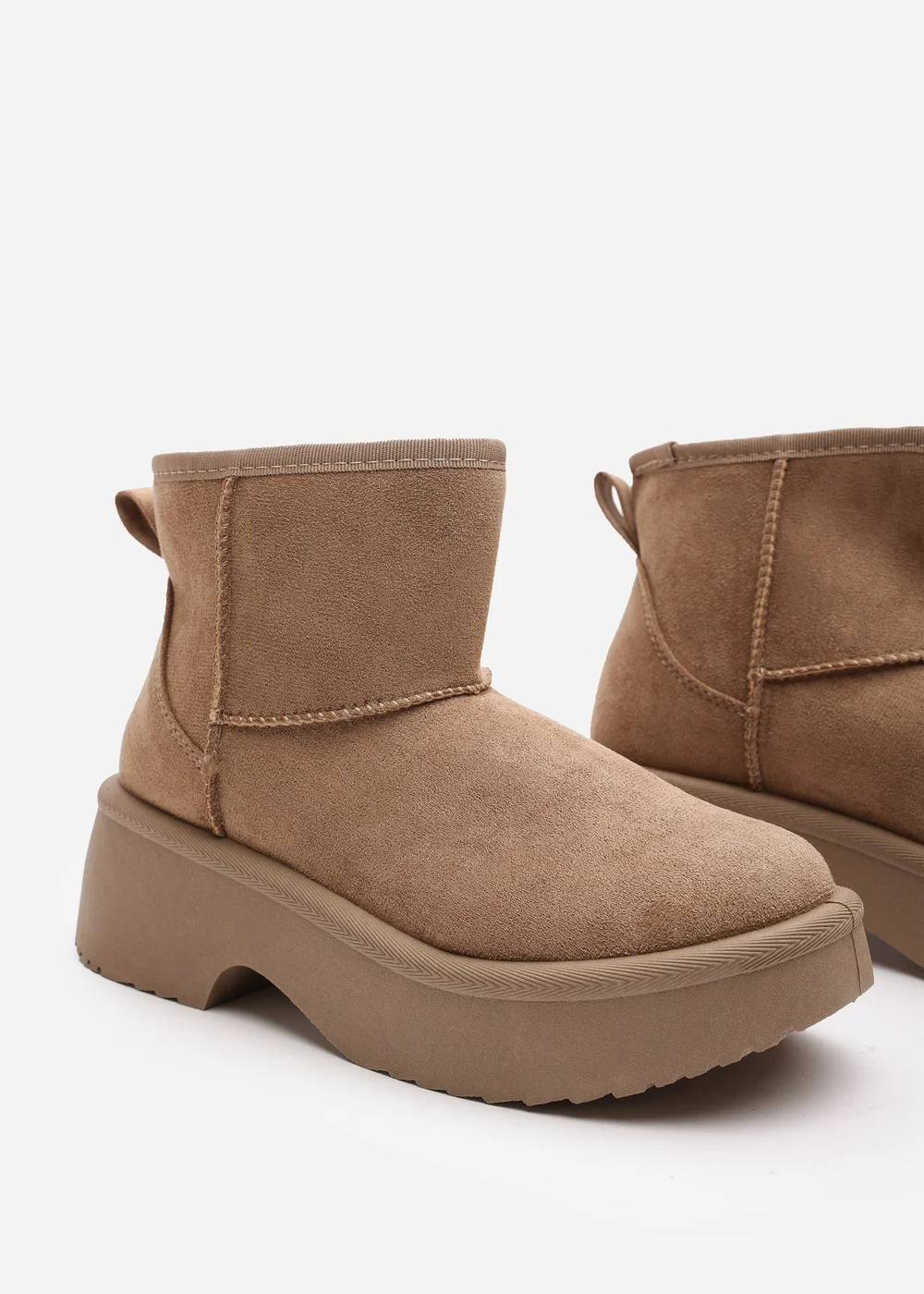 Where's That From Darcy Camel PU Platform Ankle Boots - Size 4 Image 5