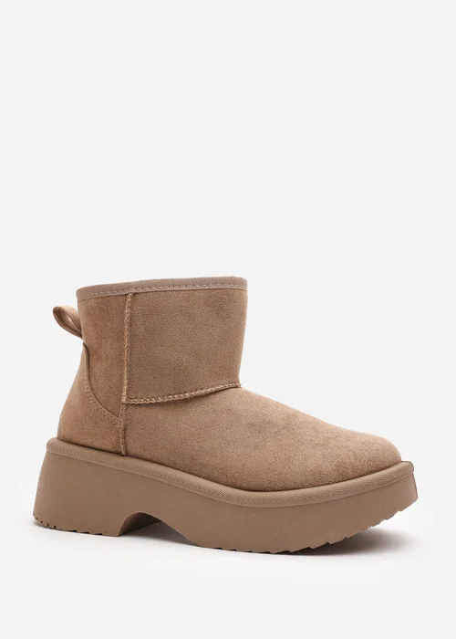 Where's That From Darcy Camel PU Platform Ankle Boots - Size 4 Image 3