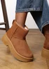 Where's That From Darcy Chestnut PU Platform Ankle Boots - Size 4 Image 1