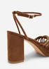 Wheres That From Bronte Wide Fit Cognac Suede Platform Sandals - Size 8 Image 4