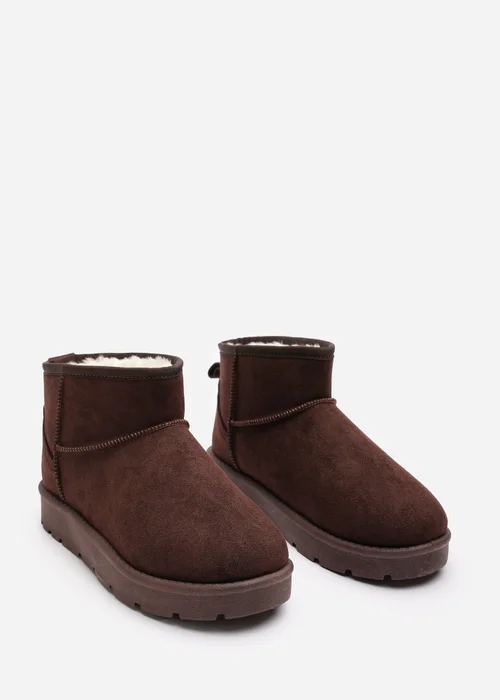Wheres That From Maple Brown Suede Faux Fur Ankle Boots - Size 6 Image 4
