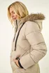 Roman Ivory Petite Contrast Zip Puffer Coat - 18 Image 3